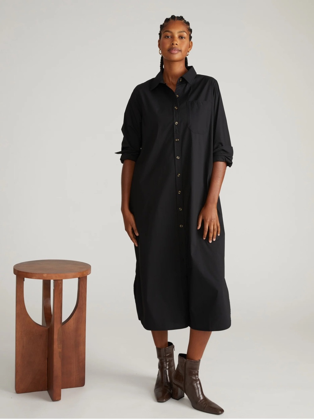 Universal Standard Odeon Stretch Poplin Shirt Dress, Size 14-16